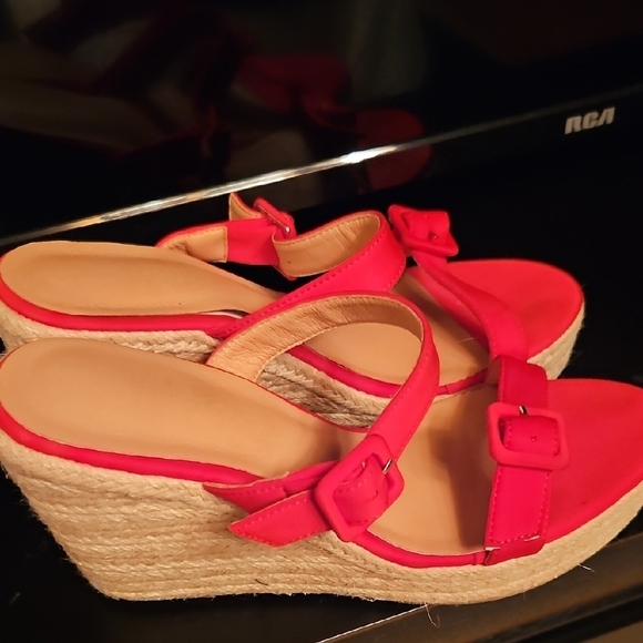 Shoes - Women's Red Wedge Sandals